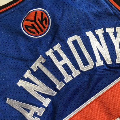New York Knicks Carmelo Anthony #7 blue Throwback Jersey - Dense Embroidery