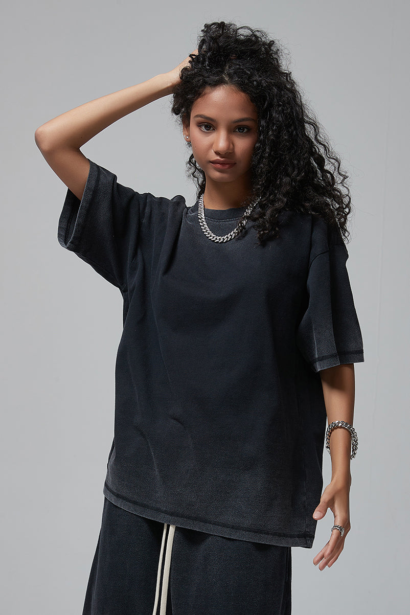 250GSM Double Stitch Sleeve Hem Washed Tee
