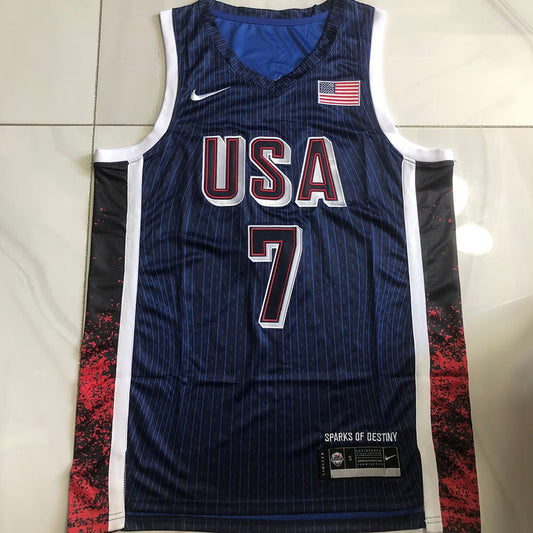 USA Basketball Team Kevin Wayne Durant #7 blue Throwback Jersey -  Dense Embroidery