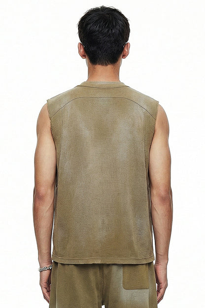 325GSM Sun Fade Waffle Material Muscle Tee