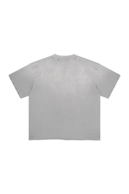 250GSM Gradient Spray Washed Distressed Tee