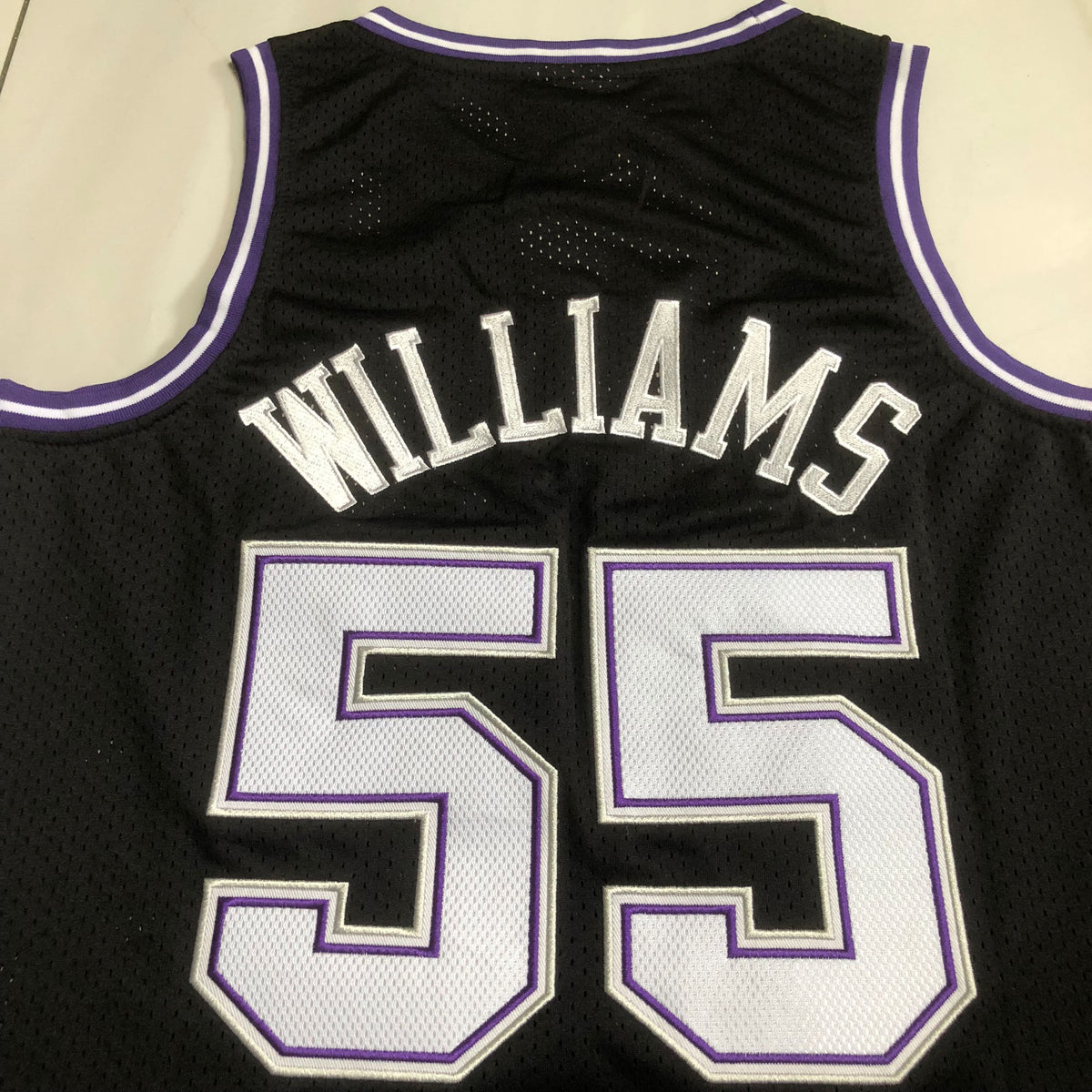 Sacramento Kings Jason Williams #55 black Throwback Jersey - Dense Embroidery