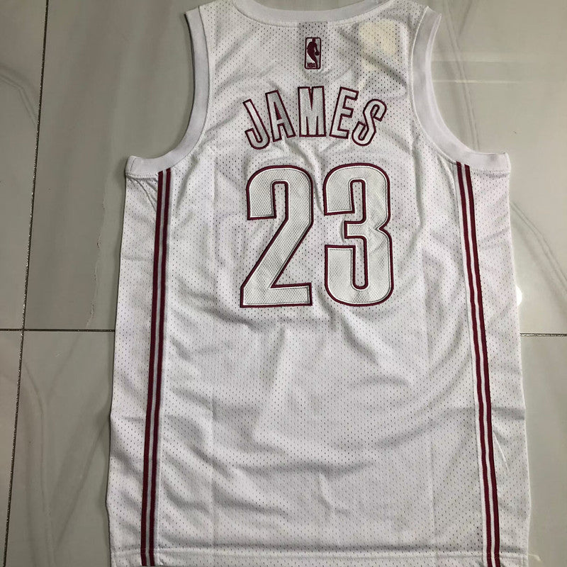 Cleveland Cavaliers LeBron James #23 All-white Throwback Jersey - Dense Embroidery