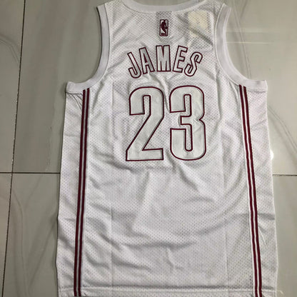 Cleveland Cavaliers LeBron James #23 All-white Throwback Jersey - Dense Embroidery