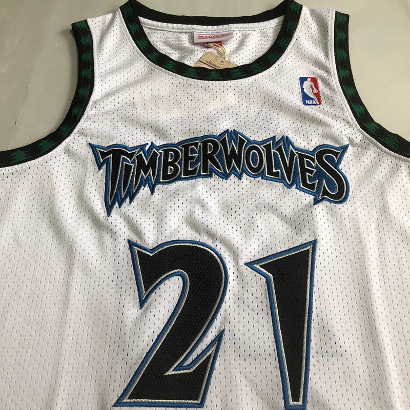 Minnesota Timberwolves Kevin Garnett #21 Throwback Jersey - Dense Embroidery