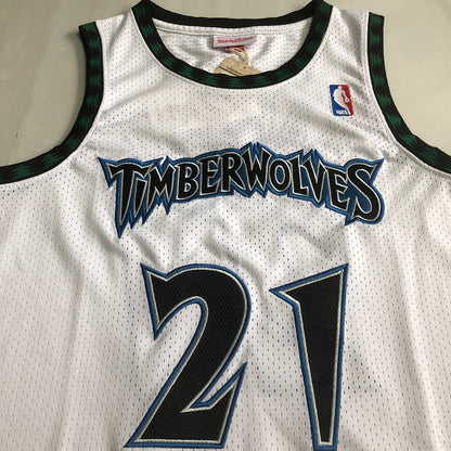 Minnesota Timberwolves Kevin Garnett #21 Throwback Jersey - Dense Embroidery