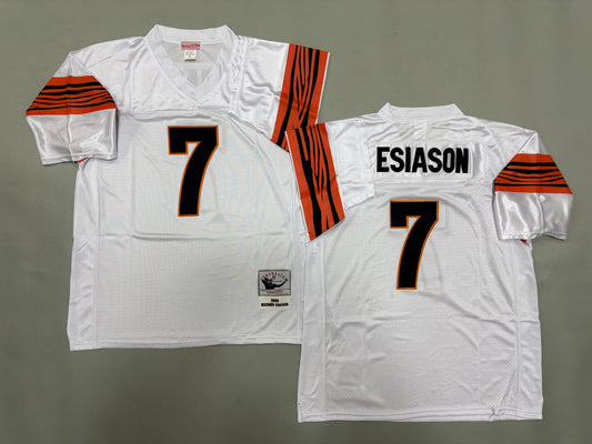 Mens Boomer Esiason#7 white Cincinnati Bengals Vintage Throwback Jersey