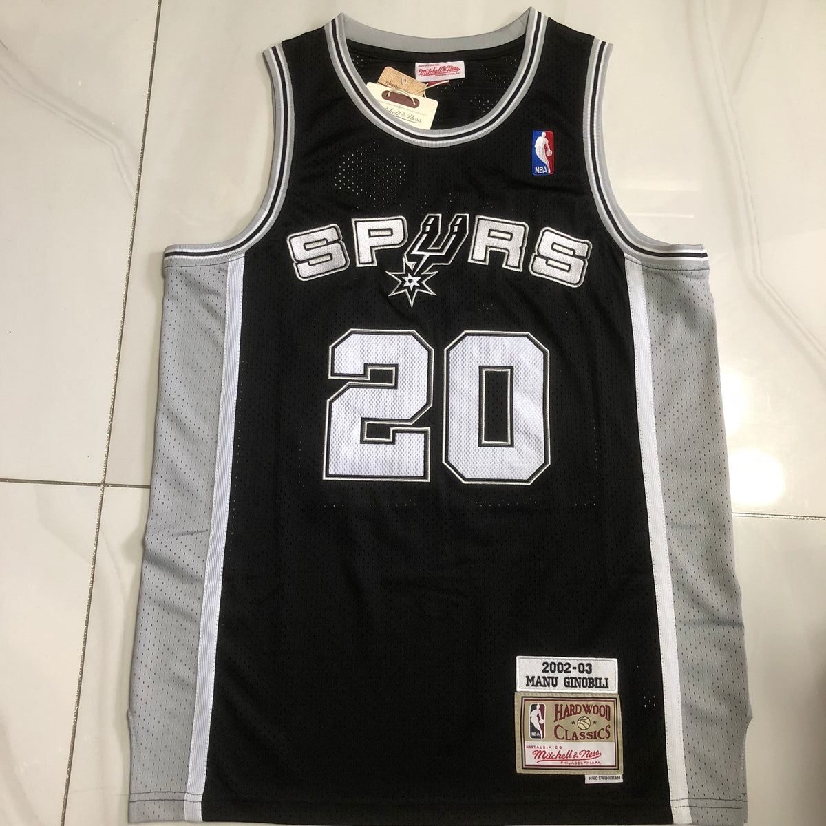 San Antonio Spurs Manu Ginobili #20 black Throwback Jersey - Dense Embroidery
