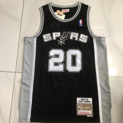 San Antonio Spurs Manu Ginobili #20 black Throwback Jersey - Dense Embroidery