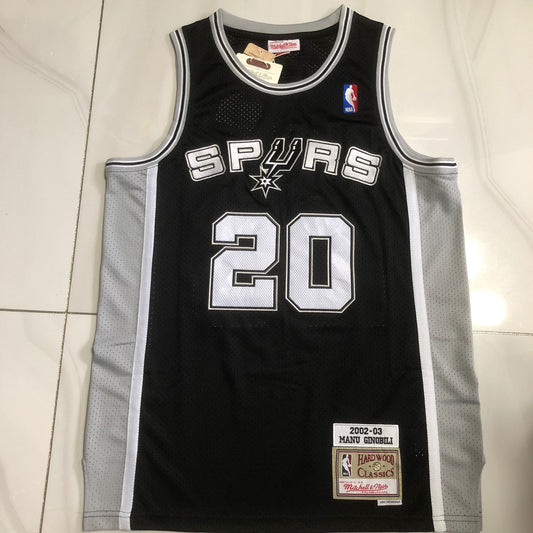 San Antonio Spurs Manu Ginobili #20 black Throwback Jersey - Dense Embroidery