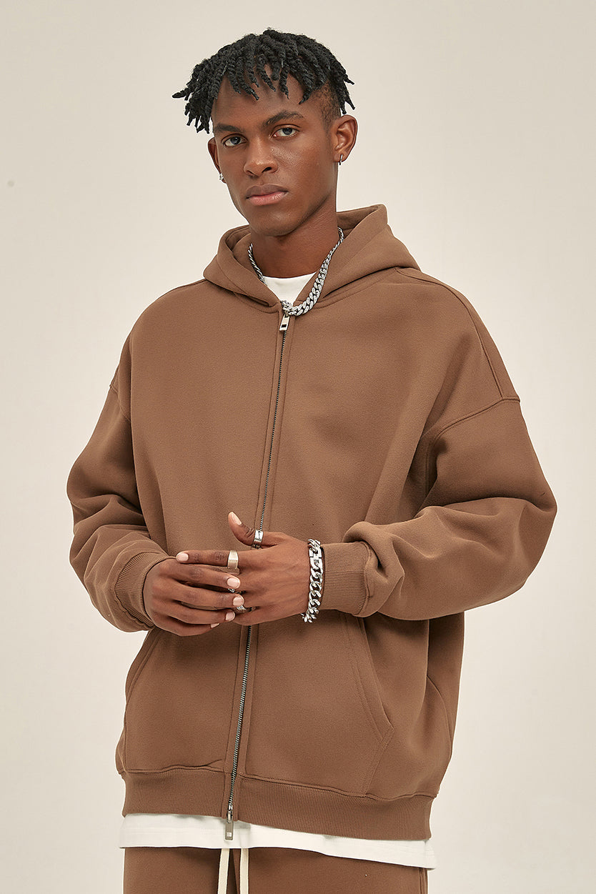 350GSM Solid Color Fleece Zipper Jacket