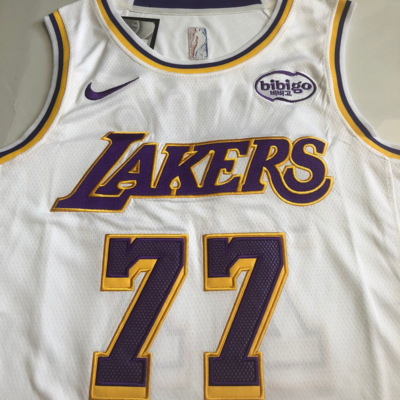 Los Angeles Lakers Luka Dončić #77 white Throwback Jersey -  Dense Embroidery