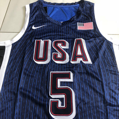 USA Basketball Team Anthony Jamal Edwards #5 blue Throwback Jersey -  Dense Embroidery