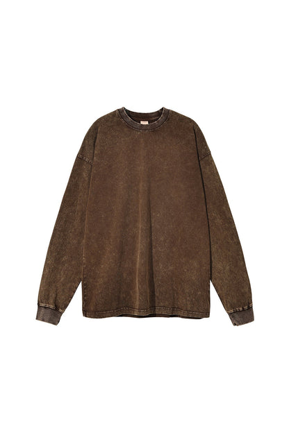 250GSM Vintage Washed Long Sleeve Crew
