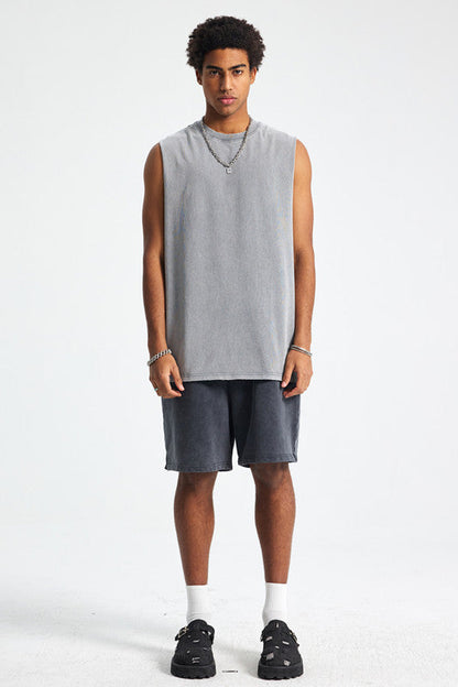 275GSM Distressed Washed Muscle Tee