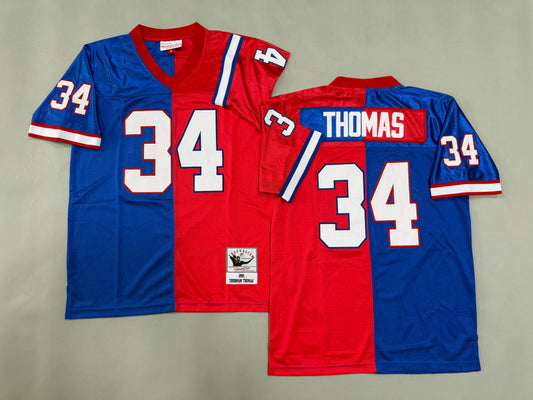 Mens Thurman Thomas #34 Buffalo Bills Two-Tone Colorblock Vintage Throwback Jersey