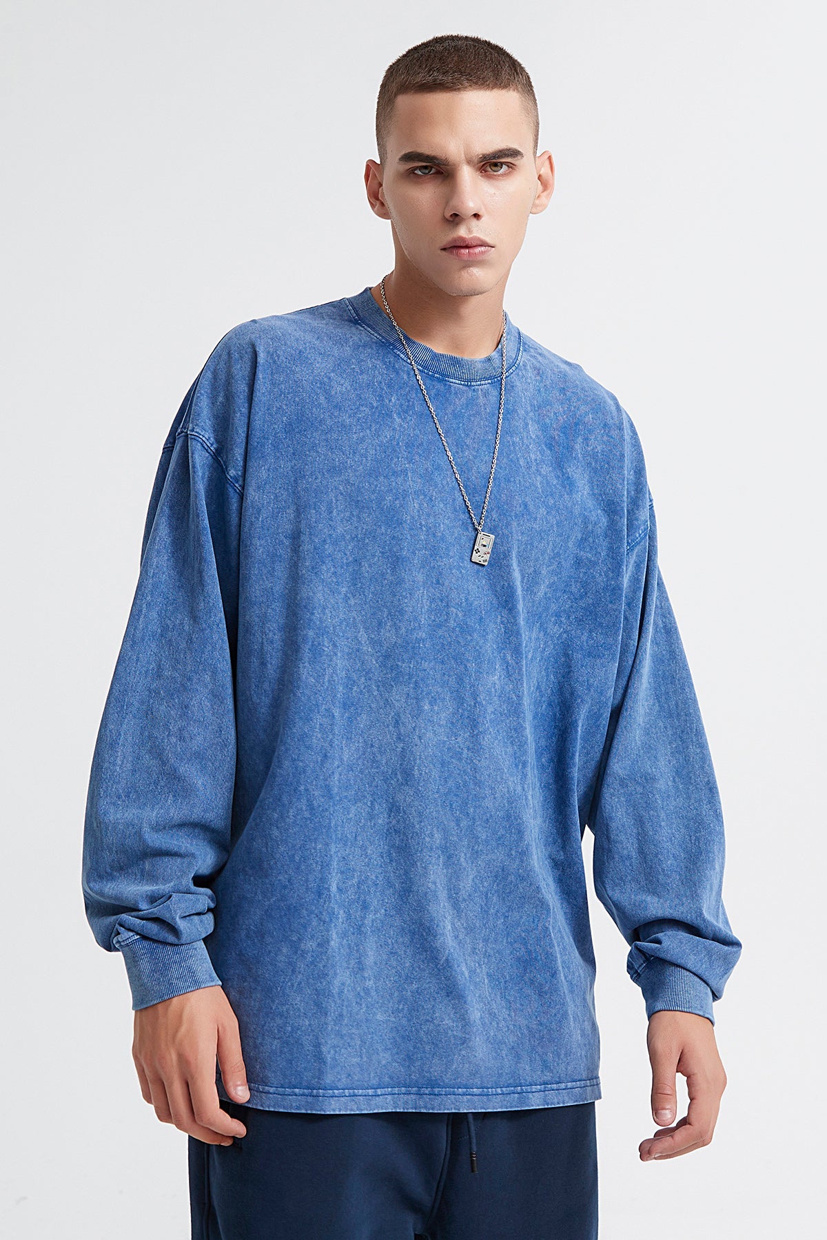 250GSM Vintage Washed Long Sleeve Crew