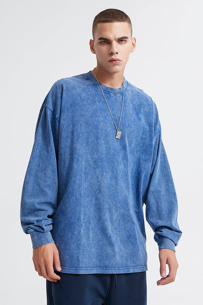 250GSM Vintage Washed Long Sleeve Crew