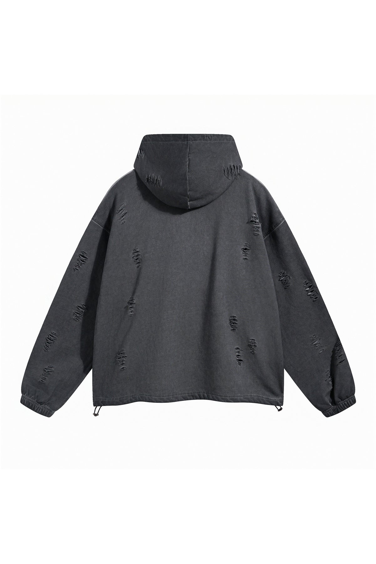 450GSM Distressed Drawstring Elastics Washed Hoodie