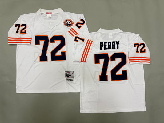 Mens William Perry #72 White Chicago Bears Patch Vintage Throwback Jersey