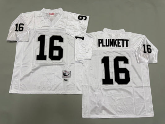 Mens Jim Plunkett#16 white Los Angeles Raiders Vintage Throwback Jersey