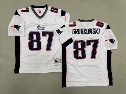 Mens Rob Gronkowski#87 white New England Patriots Vintage Throwback Jersey