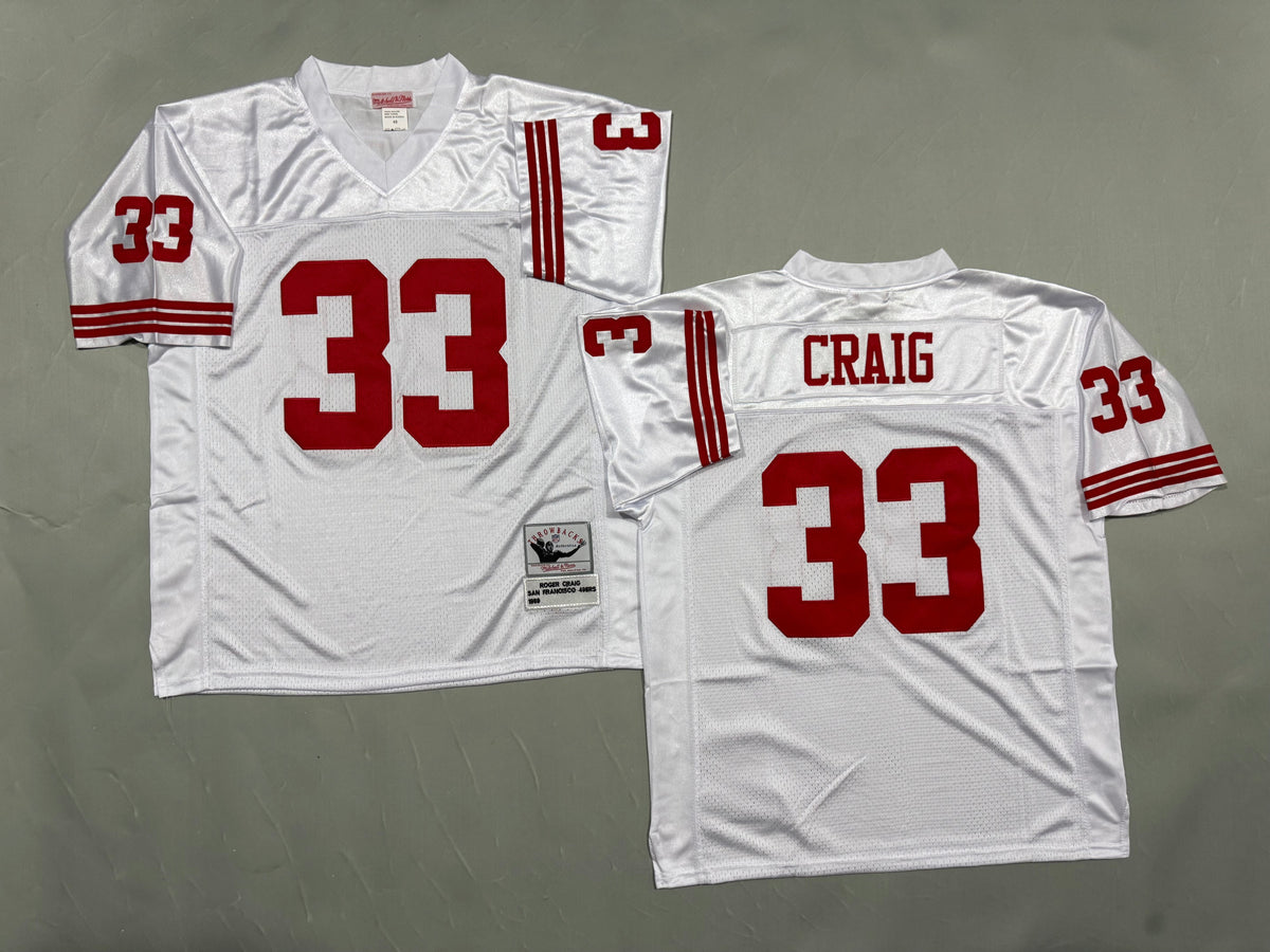 Mens Roger Craig#33 white San Francisco 49ers Vintage Throwback Jersey