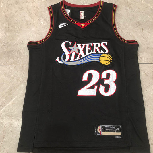 Philadelphia 76ers LeBron James #23 black Throwback Jersey - Dense Embroidery