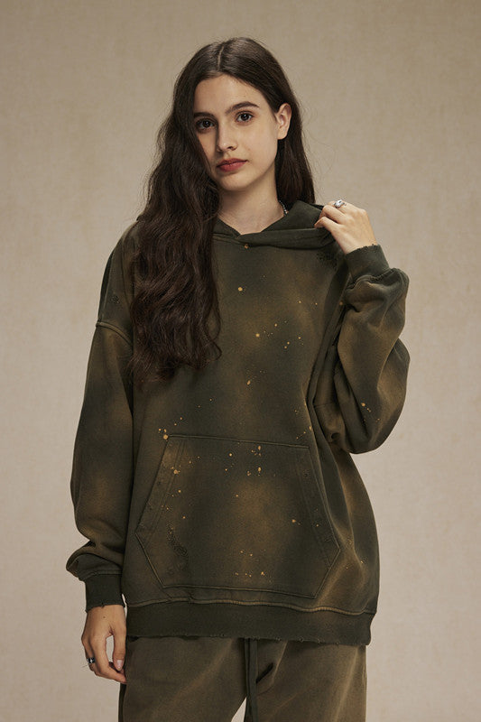 450GSM Distressed Dirty Effect Sun Fade Hoodie