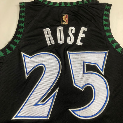 Minnesota Timberwolves Derrick Rose #25 black Throwback Jersey - Dense Embroidery