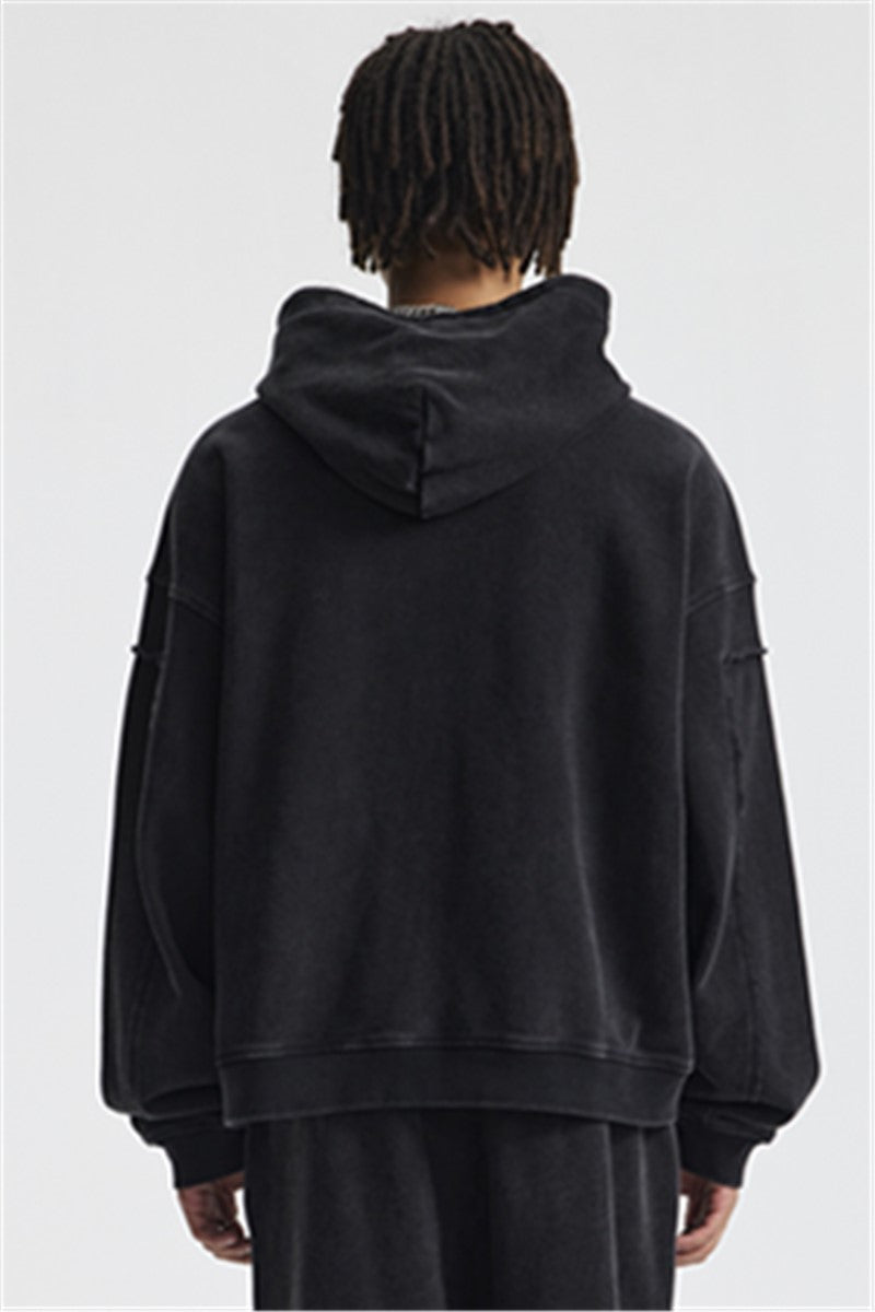 430GSM Boxy Fit Splicing Washed Zip Up Jacket