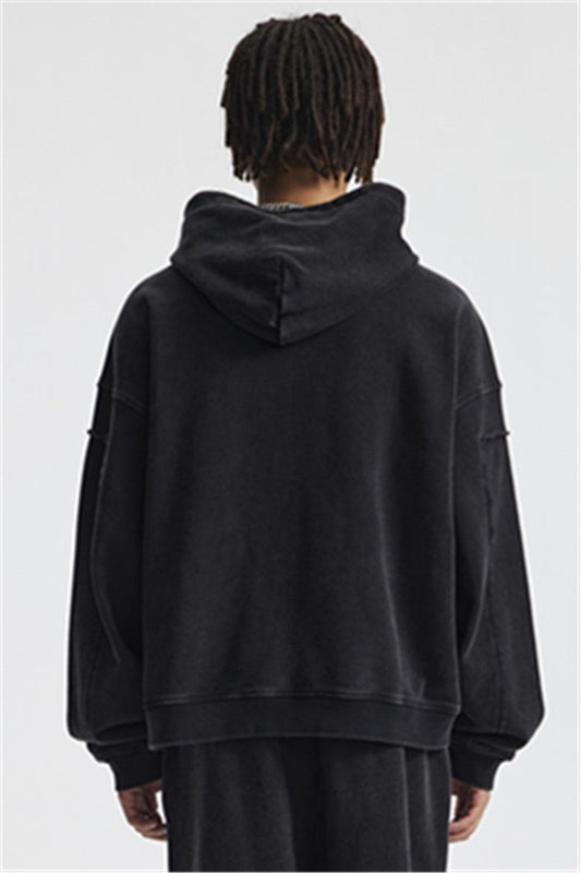 430GSM Boxy Fit Splicing Washed Zip Up Jacket