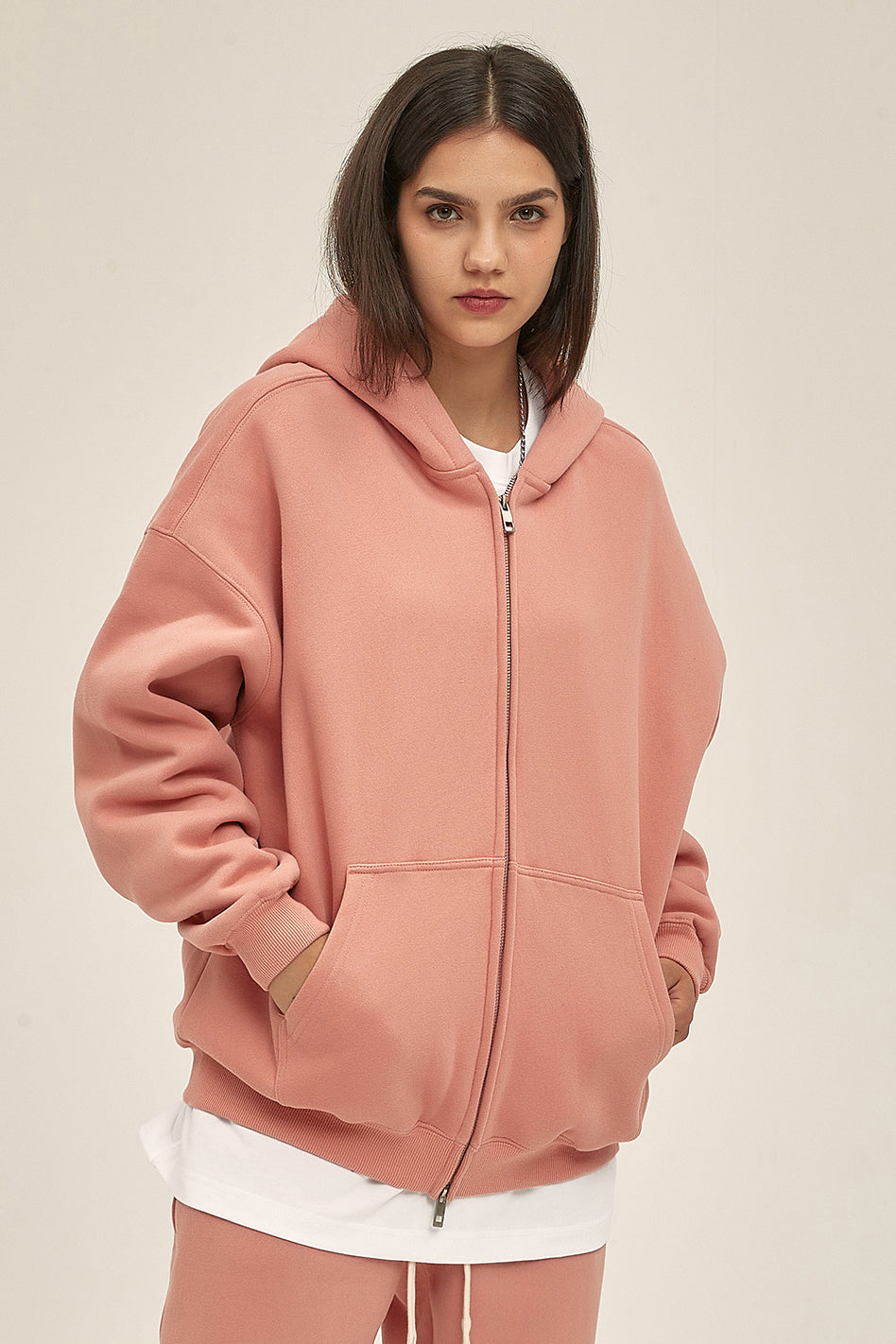 350GSM Solid Color Fleece Zipper Jacket
