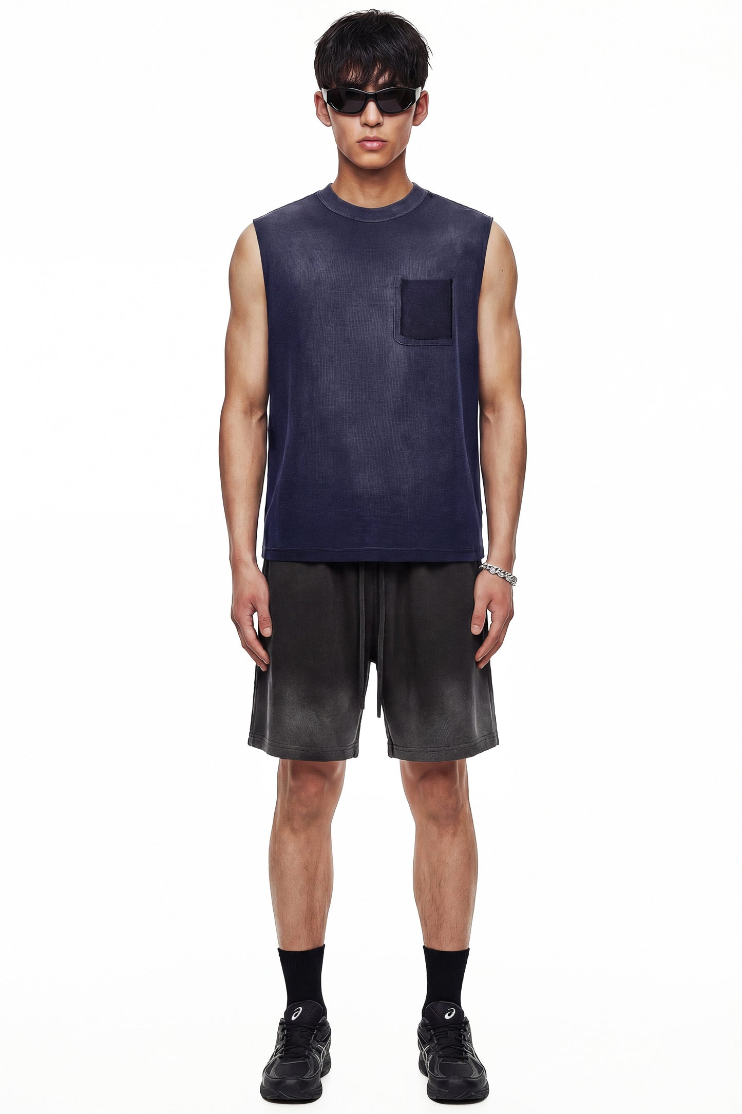 325GSM Sun Fade Waffle Material Muscle Tee