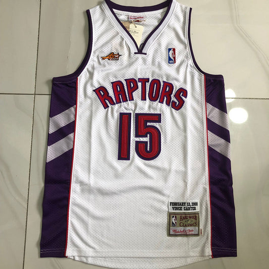 Toronto Raptors Vince Carter #15 White Throwback Jersey - Dense Embroidery