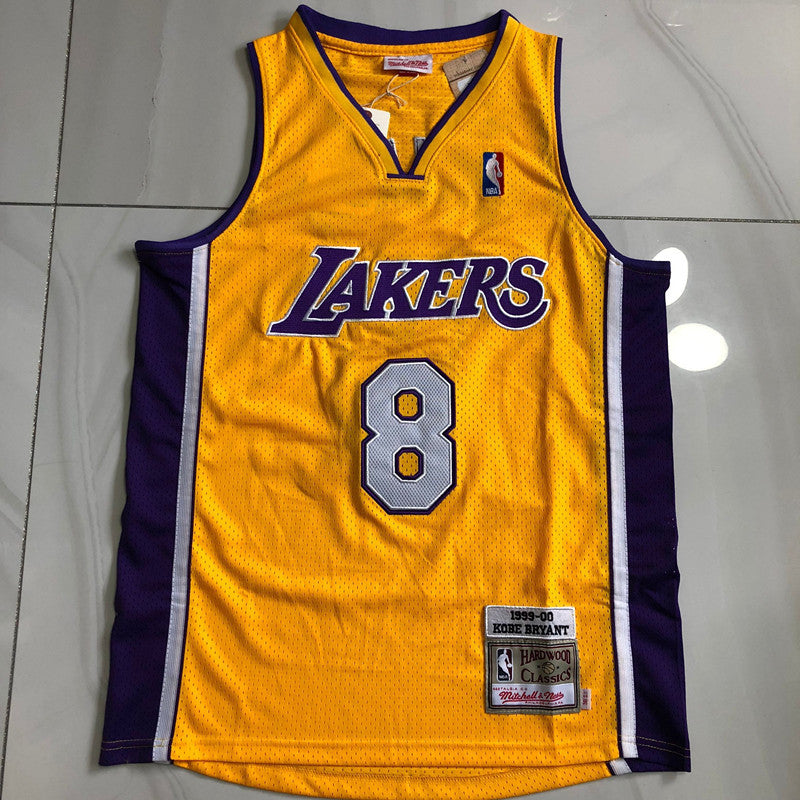 Los Angeles Lakers Kobe Bryant #8 1999-2000 yellow Throwback Jersey - Dense Embroidery