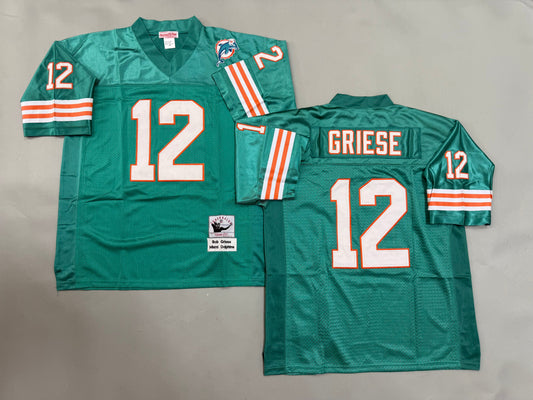 Mens Bob Griese#12 Miami Dolphins Vintage Throwback Jersey
