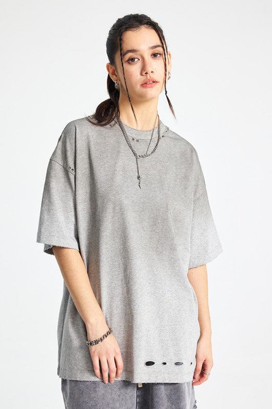 250GSM Gradient Sprayed Distressed Tee