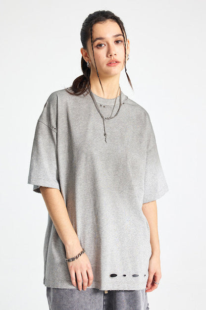 250GSM Gradient Sprayed Distressed Tee