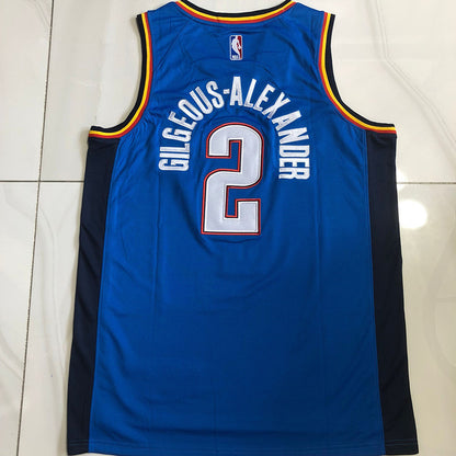 Oklahoma City Thunder Shai Gilgeous-Alexander #2 blue Throwback Jersey - Dense Embroidery