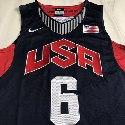 Dream Team 10 LeBron James #6 blue Throwback Jersey - Dense Embroidery
