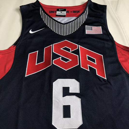 Dream Team 10 LeBron James #6 blue Throwback Jersey - Dense Embroidery