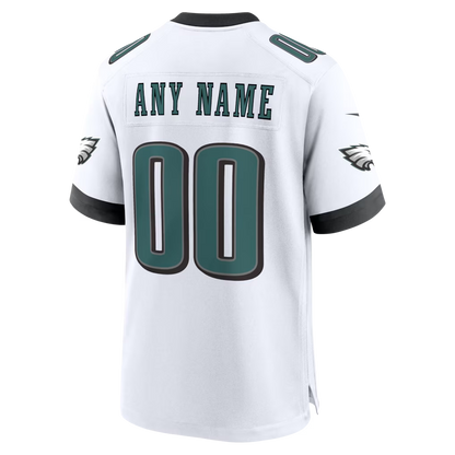 Custom Philadelphia Eagles White Game Jersey