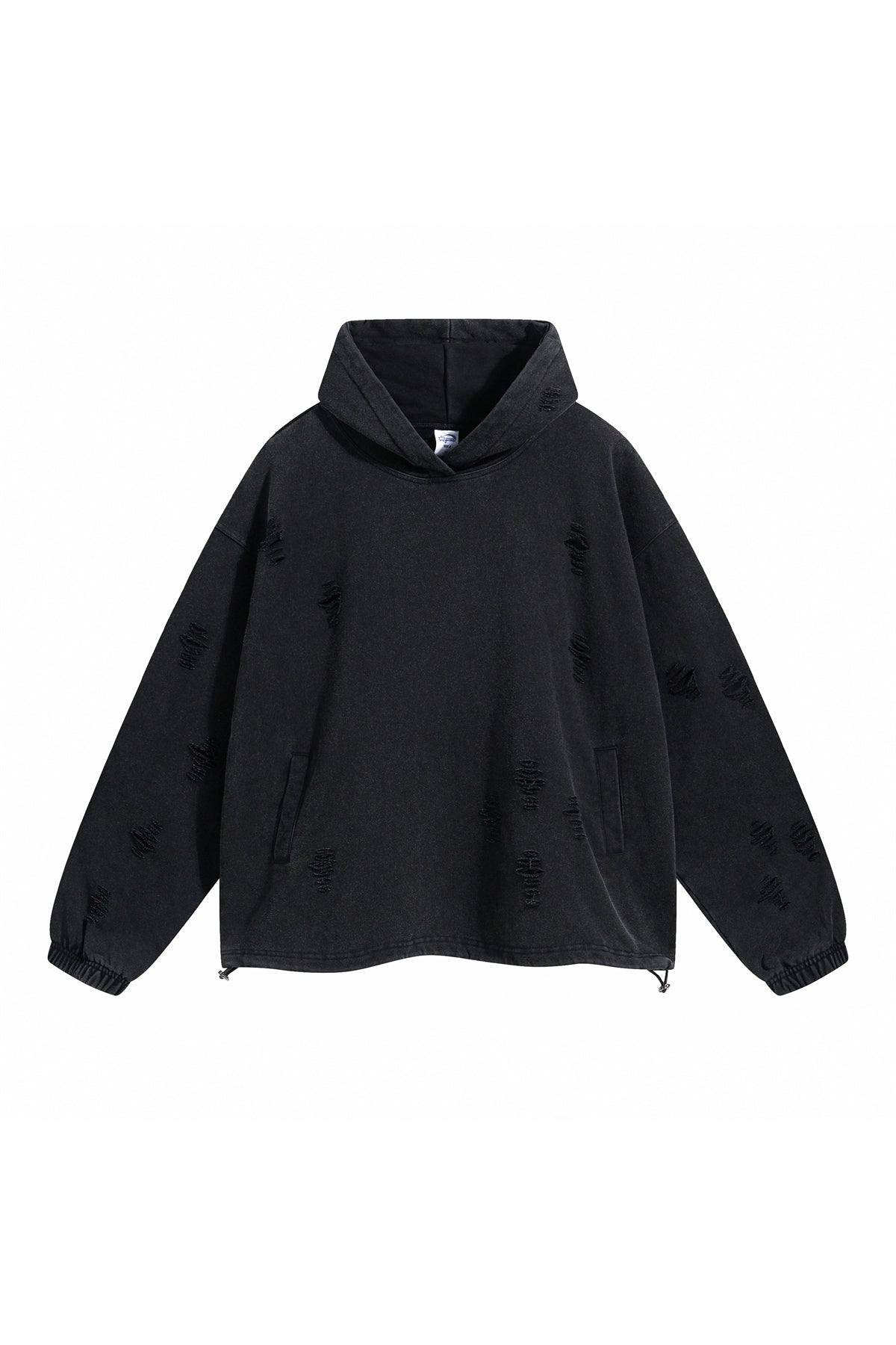 450GSM Distressed Drawstring Elastics Washed Hoodie