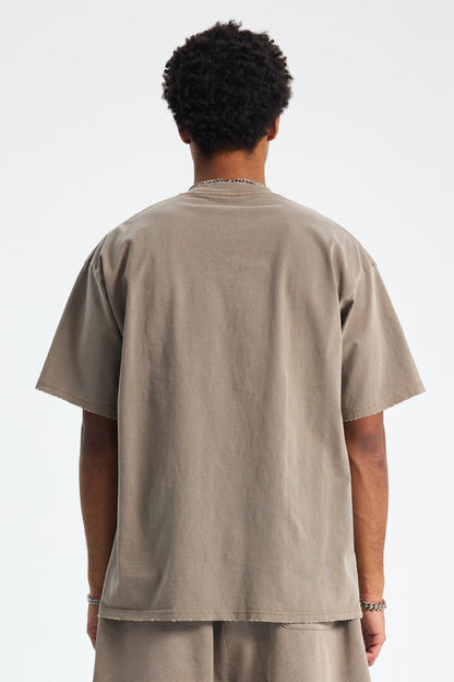 250GSM Distressed Pigment Dyed Washed Tee