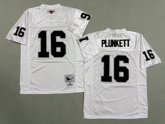 Mens Jim Plunkett#16 white Los Angeles Raiders Vintage Throwback Jersey