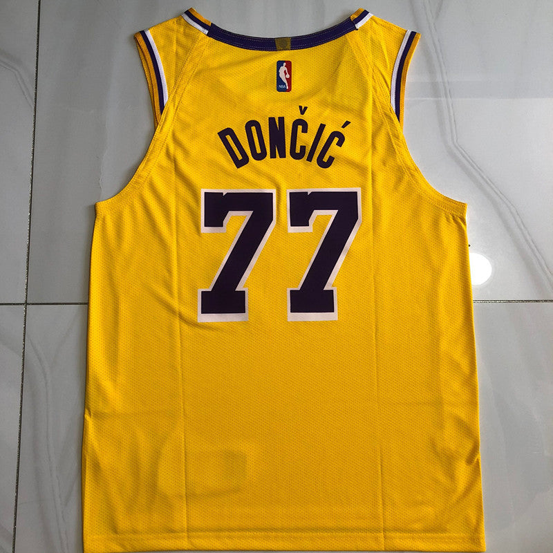 Los Angeles Lakers Luka Dončić #77 yellow Player Edition - Hot pressing