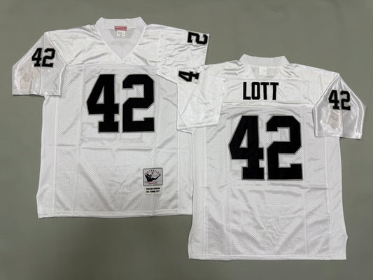 Mens Ronnie Lott#42 white Los Angeles Raiders Vintage Throwback Jersey