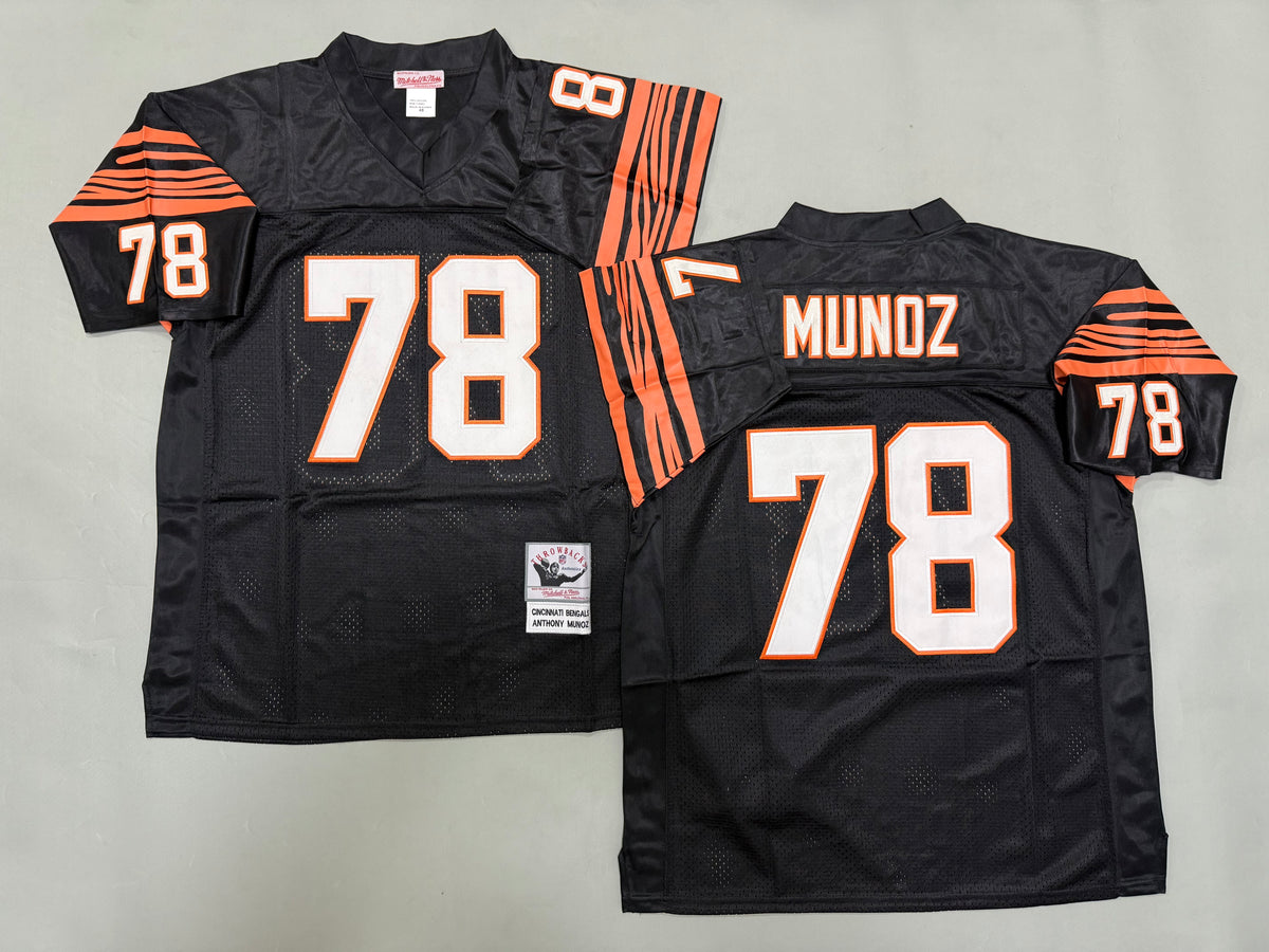 Mens Anthony Muñoz#78 black Cincinnati Bengals Vintage Throwback Jersey