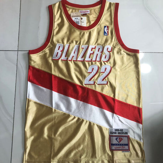 Portland Trail Blazers Clyde Drexler #22 Platinum Edition Jersey - Dense Embroidery